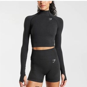 GYMSHARK VITAL SEAMLESS 2.0 HIGH NECK CROP TOP GREEN